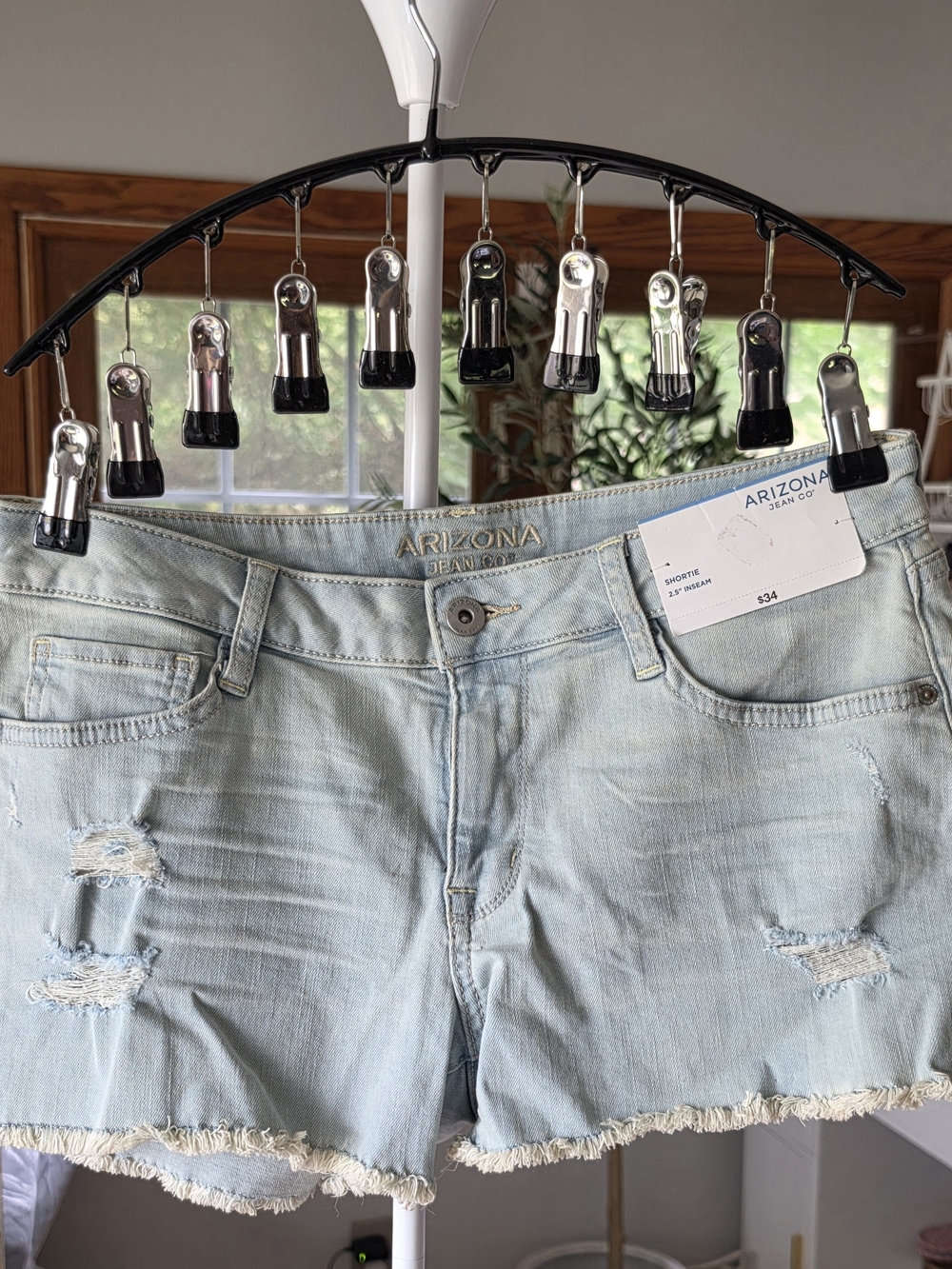Arizona Jean Company Light Blue Distressed Denim Shorts